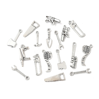 50Pcs 10 Styles Tibetan Style Alloy Pendants TIBE-FP0001-13-1