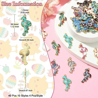 40Pcs 10 Styles Printed Alloy Pendants FIND-CJ0001-96-1