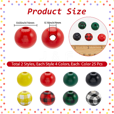 200Pcs 8 Styles Christmas Theme Wooden Beads WOOD-PA0001-09-1