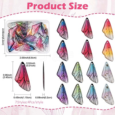 28Pcs 7 Colors Transparent Resin Pendants RESI-FS0002-45-1