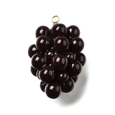 Grape Brass Acrylic Pendants OACR-R006-05G-02-1
