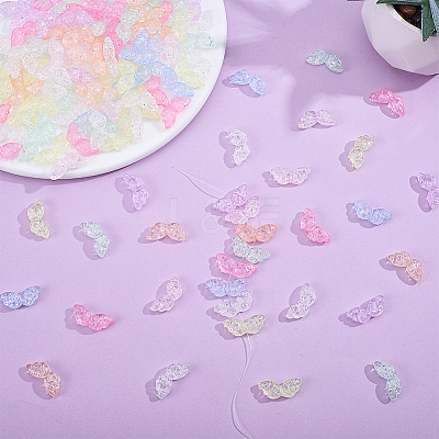 150Pcs Transparent Crackle Acrylic Beads OACR-ME0001-35-1