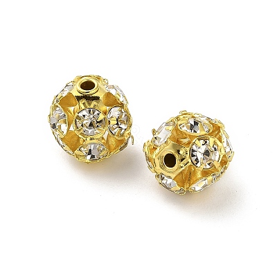 10mm Brass Rhinestone Beads X1-KK-S519-01C-02G-1