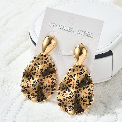 304 Stainless Steel Enamel Stud Earrings EJEW-Z084-15G-05-1