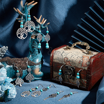 DIY Tree of Life Long Dangle Earring Making Kits DIY-SC0019-67-1