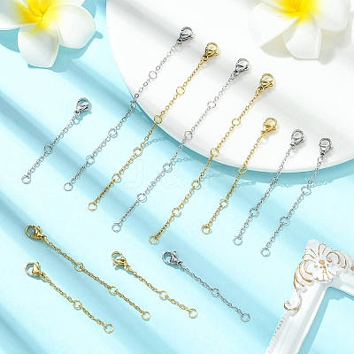 2 Bags 2 Colors 316 Surgical Stainless Steel Chain Extender STAS-CJ0002-82-1