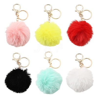 Faux Rabbit Fur Pom Pom Ball Keychain KEYC-FS00031-05-1