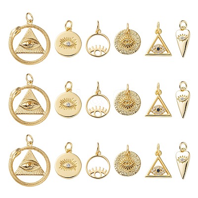6Pcs 6 Style Brass Rough Surface Pendants KK-LS0001-50-1