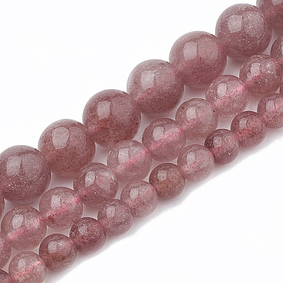 Natural Dyed Strawberry Quartz Beads Strands G-S295-15-6mm-1-1