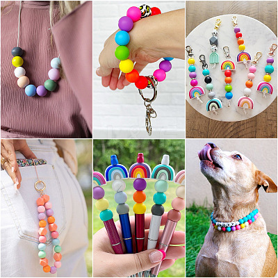 45Pcs 3 Colors Round Silicone Focal Beads SIL-TAD0001-01D-1