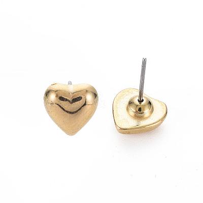 Heart Stud Earrings for Women EJEW-S213-02B-01G-RS-1