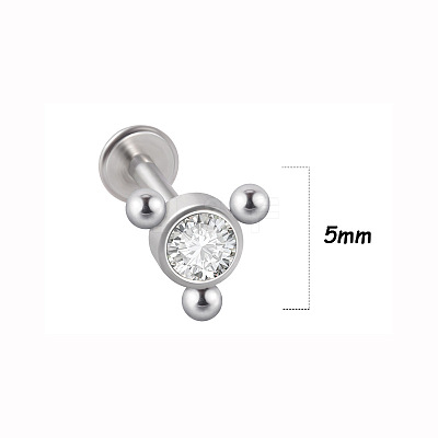 316L Surgical Stainless Steel & G23 Titanium & Crystal Rhinestone Flat Round Cartilage Earrings WGA7630-19-1
