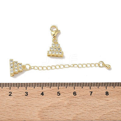 Brass Micro Pave Clear Cubic Zirconia Chain Extender KK-Z143-10G-1