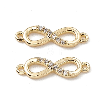 Brass Micro Pave Clear Cubic Zirconia Connector Charms KK-E068-VB388-1
