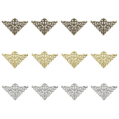 12Pcs 3 Colors Iron Filigree Joiner Links IFIN-YW0003-47-1