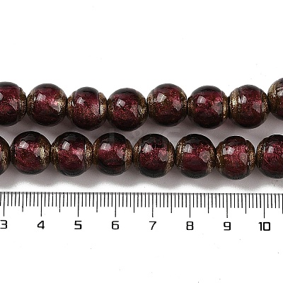 Handmade Gold Sand Lampwork Beads Strands LAMP-P062-01B-1