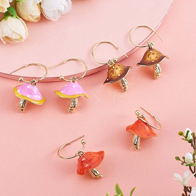 Enamel Mushroom Dangle Stud Earrings JE987C-1