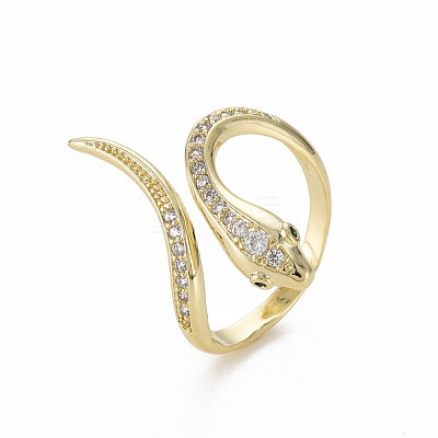 Brass Micro Pave Clear Cubic Zirconia Cuff Rings RJEW-Q164-020-NF-1