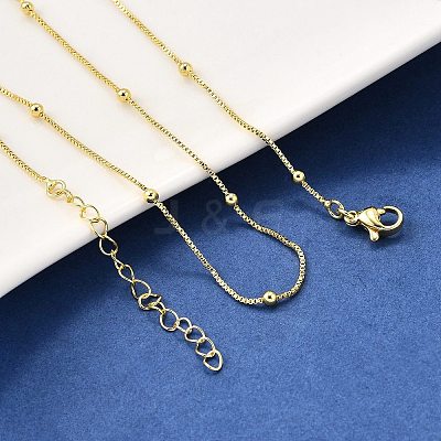 2.5MM Brass Round Ball Box Chain Necklaces NJEW-M108-38G-1