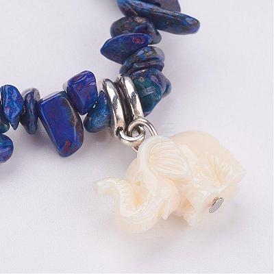 Resin Elephant Charm Bracelets BJEW-JB02911-02-1