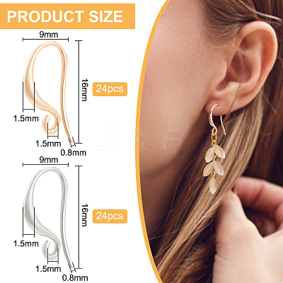 48Pcs 2 Colors Brass Earring Hooks KK-BC0010-66-1