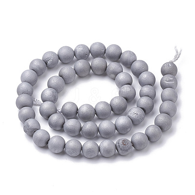 Electroplate Natural Druzy Geode Weathered Agate Beads Strands G-S284-6mm-07-1