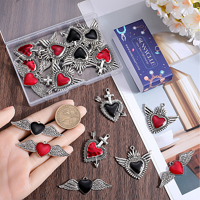 24Pcs 6 Styles Alloy Enamel Pendants ENAM-SC0005-03-1