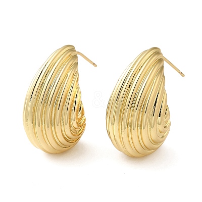 Rack Plating Brass Shell Shape Stud Earrings for Women EJEW-Z019-20G-1
