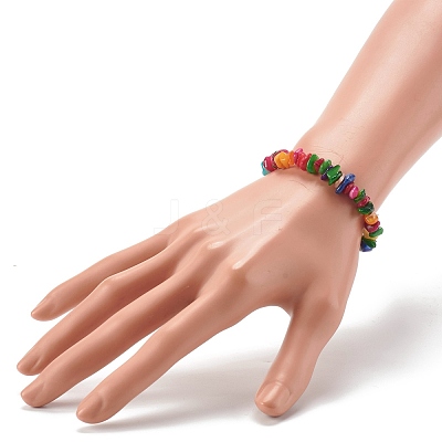 Natural Dyed Chip Shell Beads Stretch Bracelets BJEW-JB06395-02-1