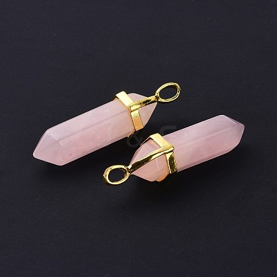 Natural Rose Quartz Pointed Pendants G-G025-01G-41-1