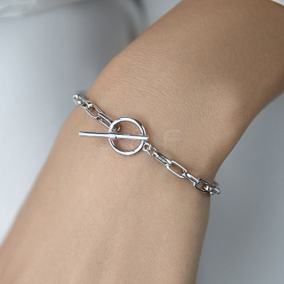 S925 Sterling Silver Geometric Chain Bracelet and Necklace Set for Daily Wear JM3454-2-1
