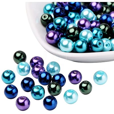 8mm Multicolor Pearlized Glass Pearl Beads for Jewelry Making HY-PH0006-8mm-11-1