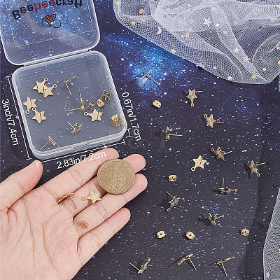 30Pcs 201 Stainless Steel Stud Earring Findings STAS-BBC0002-08-1
