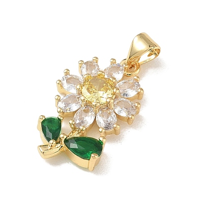 Brass Green Cubic Zirconia Pendants KK-A303-07B-G-1
