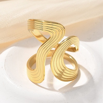 304 Stainless Steel Cuff Rings RJEW-C124-06C-G-1