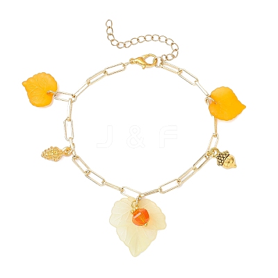 Leaf Acrylic Charm Bracelets BJEW-JB12613-1