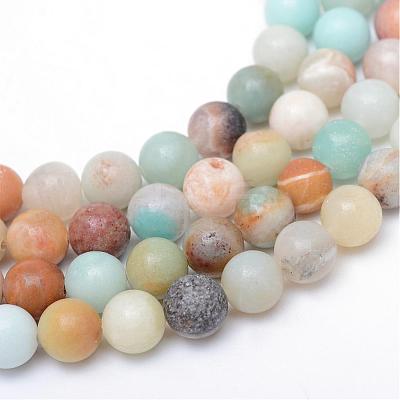 Round Natural Flower Amazonite Bead Strands G-R345-8mm-17-1
