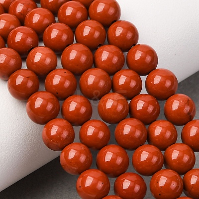 Grade A Natural Red Jasper Bead Strands G-P075-36-6mm-1