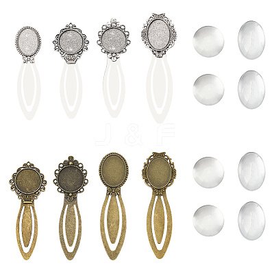 8Pcs 8 Styles Tibetan Style Bookmark Cabochon Settings TIBE-SC0002-24-1