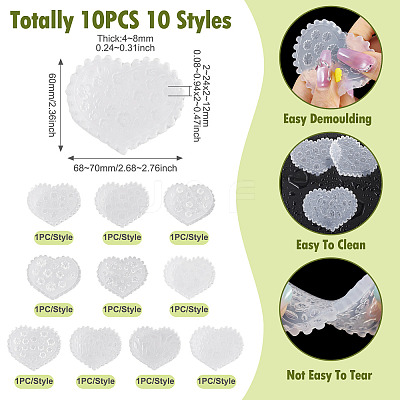 10Pcs 10 Styles Silicone Polymer Clay Mold DIY-TA0012-79-1