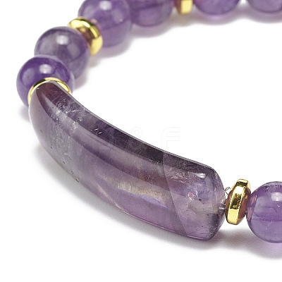 Natural Amethyst Rectangle Beaded Stretch Bracelet BJEW-JB08982-05-1