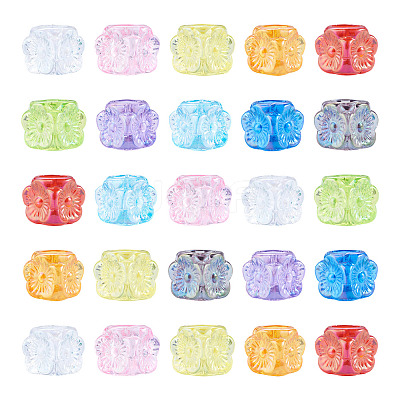 100Pcs UV Plating Transparent Acrylic European Beads TACR-TA0001-93A-1