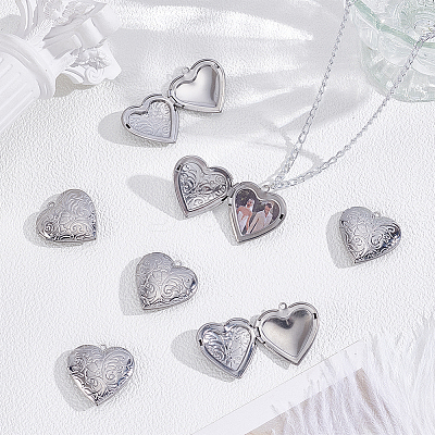 12Pcs 316 Stainless Steel Locket Pendants STAS-PH0007-25-1
