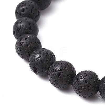 Natural Flower Amazonite & Lava Rock & Alloy Beaded Stretch Bracelet BJEW-JB09746-1