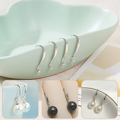 2 Pairs 925 Sterling Silver Earring Hooks STER-BBC0005-34-1