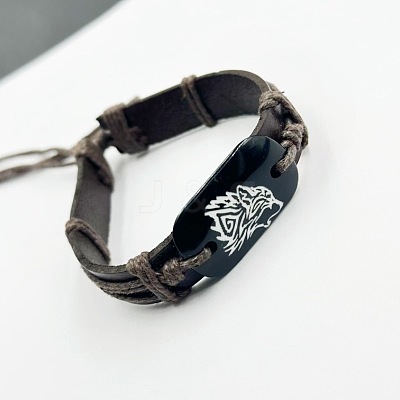 Cowhide & Cotton Cord Braided Bracelets FS-WGE8FD1-02-1