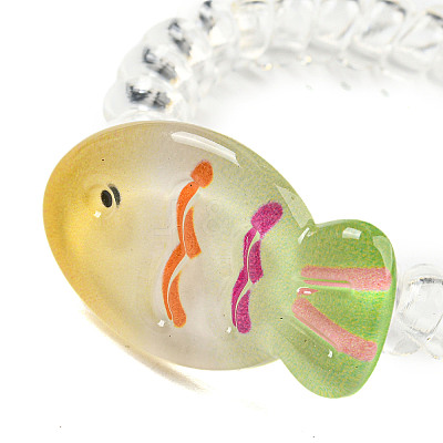 Summer Fish Resin Telephone Line Wire Elastic Hair Ties AJEW-U004-02C-1