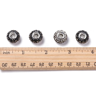 Two Tone Grade A Rhinestone Resin European Beads for Charm Bracelets X-RPDL-RPDL-N007-12-1