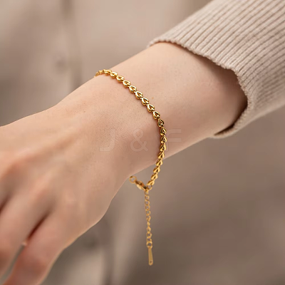 Minimalist 304 Stainless Steel Heart Link Bracelets QJ7944-1
