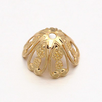 6-Petal Brass Bead Caps KK-O077-02-1